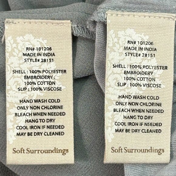 SOFT SURROUNDINGS 2-Piece Embroidered Gray Maxi‎ Dress - Size Medium - Picture 9 of 9